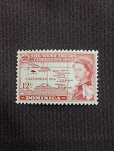 アンティーク切手 イギリス領ドミニカ 1958年 西インド諸島連邦結成記念 12セント エリザベス女王&地図 未使用 DM12060521_画像7