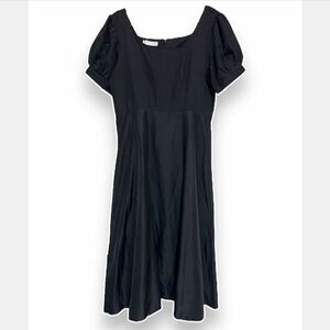 XLサイズ ドレス ロング ワンピース レディース ブブラック 黒 半袖 シンプル 無地 アレンジ フォーマル パーティ 婦人服