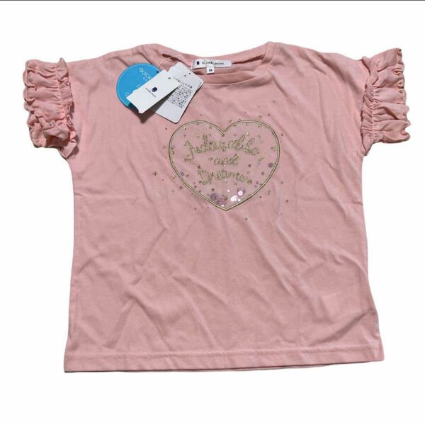 110cm M グローバルワーク トップス Tシャツ 半袖 ピンク 女の子 新品 未使用 タグ付き キッズ 吸水速乾 子供服 夏服