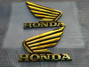 HONDA( Honda wing ) 3D emblem Gold length 7cm× width 9.5cm× thickness 4mm left right 2 sheets set ① free shipping 