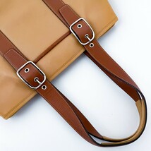 1円■超美品■COACH コーチ バイカラー トートバッグ ビジネス ブリーフケース 大容量 A4 レディース メンズ レザー ベージュ キャメル 茶_画像4