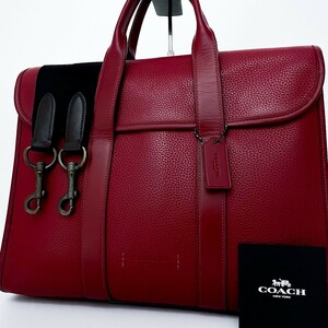 1 иен # не использовался класс #COACH Coach Gotham Portfolio 2way большая сумка бизнес большая вместимость A4 женский мужской кожа оттенок красного 