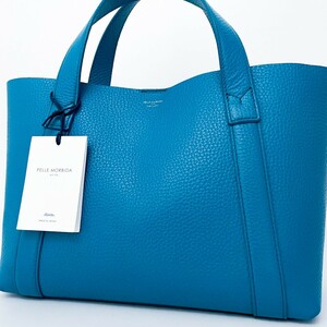 1 иен # не использовался с биркой # PELLE MORBIDAperemo рубин da Logo большая сумка бизнес большая вместимость A4 женский мужской кожа редкий цвет синий blue 