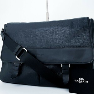 1 иен # трудно найти #COACH Coach сумка на плечо mesenja- корпус бизнес большая вместимость A4 женский мужской все кожа темно-синий темно-синий цвет 