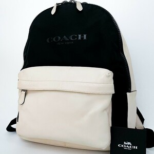 1 jpy # hard-to-find #COACH Coach Logo rucksack bai color bag business high capacity A4 lady's men's leather white black black 