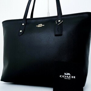 1 иен ~# не использовался класс #COACH Coach Logo очарование большая сумка бизнес портфель большая вместимость A4 женский мужской кожа черный чёрный 