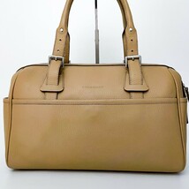 1円〜■入手困難■Burberry バーバリー ロゴ トートバッグ ビジネス ボストン トラベル 大容量 A4 レディース メンズ レザー ベージュ_画像2