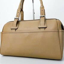 1円〜■入手困難■Burberry バーバリー ロゴ トートバッグ ビジネス ボストン トラベル 大容量 A4 レディース メンズ レザー ベージュ_画像1