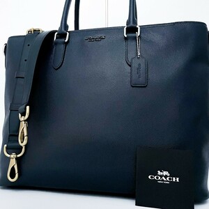 1 jpy # unused class # top class #COACH Coach be Kett 2way tote bag business briefcase high capacity A4 lady's men's leather navy navy blue 