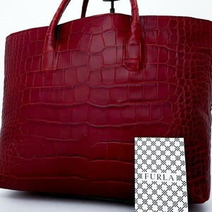 1 jpy # unused class #FURLA Furla black ko tote bag business briefcase high capacity A4 lady's men's leather rare color bordeaux red red 