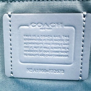 1円■未使用級■COACH コーチ チャーム ロゴ トートバッグ ビジネス ブリーフケース 大容量 A4 レディース メンズ レザー 希少色 ブルー 青の画像9