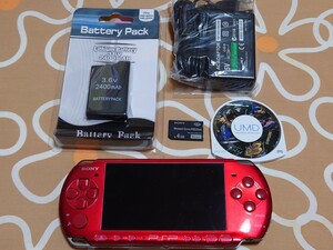 PSP 3000 本体 バッテリー 充電器 メモリースティック　モンスターハンター3rd