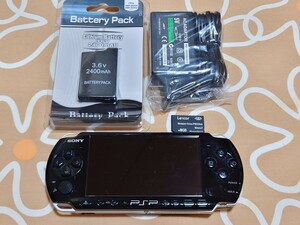 PSP 3000 本体 ブラック バッテリー 充電器 メモリースティック