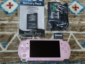 PSP 3000 本体 ピンク バッテリー 充電器 メモリースティック