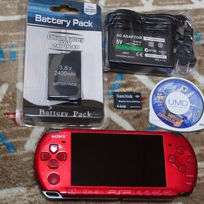 PSP 3000 ブライトイエロー 本体 バッテリー 充電器 メモリースティック 三國無双