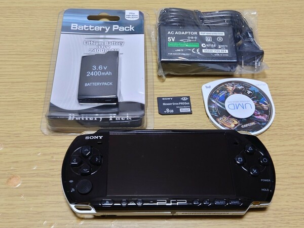PSP 3000 本体 バッテリー 充電器 メモリースティック モンスターハンター3rd