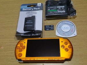 PSP 3000 本体 ブライトイエロー バッテリー 充電器 メモリースティック テイルズ