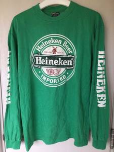 80'sハイネケンビールHEINEKEN BEERロングTシャツ USA製Size L/検バドワイザーCORONA 90's長袖Tシャツ チャンピオンHanesハーレー　スカル