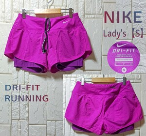 【NIKE】ナイキ正規品/DRI-FIT・RUNNING ショートパンツ スパッツ一体型 スポーツウエア ランパン/ピンク/レディースS ●送料無料