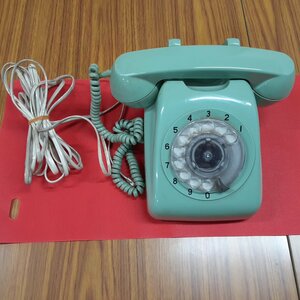 [ Showa Retro ] dial type fixation telephone green D85-0130-0