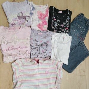 【140】全部メゾピアノ！ 半袖Tシャツ 長袖カットソー　パーカー Gパン デニムパンツ 女の子 トップス 8枚セット まとめ売り福袋 ブランド