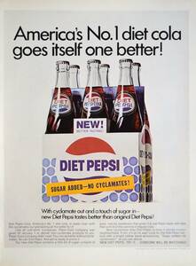 稀少！1960年代ペプシ コーラ広告/ダイエット・ペプシ/Diet Pepsi-Cola/ソフトドリンク/24