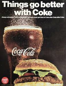 稀少！1968年コカコーラ広告/Coca-Cola/Coke/ソフトドリンク/ハンバーガー/23
