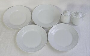  Richard Ginori /Richard Ginori/ white ceramics 6 piece together /bekio white diameter 24cm plate 4 sheets / reverse side seal EOEE Mini pot 2./ used / profitable free shipping 