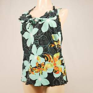 5250 large size lady's swimsuit floral print print halter-neck bikini 13L size green group anonymity delivery 