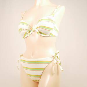5321 lady's swimsuit border pattern design wire bikini 9M size white group anonymity delivery 