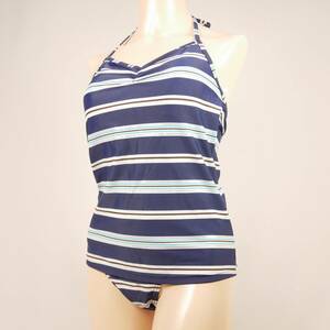 5347 beautiful goods lady's swimsuit border pattern design separate swimsuit 11L size navy series anonymity delivery 