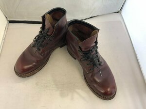 【RED WING　BECKMAN　ROUND-TOE　BOOTS】レッドウイング　メンズ編み上げブーツ　ボルドーブラウン　レザー　26cm　SY02-EVH