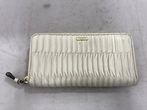 【COACH】コーチ　ラウンドジップ長財布　アイボリー　フリルレザー　SY02-F0A