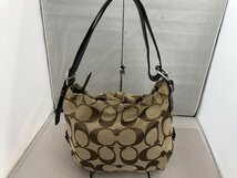 【COACH】コーチ　ラージシグネチャー　2WAYショルダーバッグ　ベージュブラウン　キャンバス×レザー　SY02-EXV_画像1