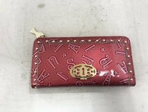 【ANNA　SUI】アナスイ　L字ジップ長財布　パープルピンク　ロゴ柄　レザー　SY02-EKZ_画像1