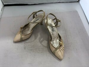 [elegance Himiko ] elegance Himiko Lady's sandals pumps beige 22cm heel 7cm SY02-ERJ