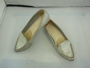 [elegance Himiko ] elegance Himiko Lady's bump Loafer Flat pumps silver gray leather 21.5cm SY02-DRE