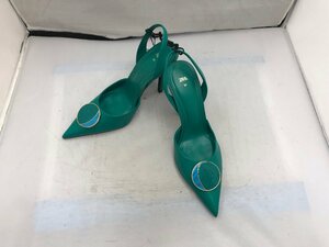 [ZARA] Zara Lady's pin heel sandals pumps turquoise green leather 23.5cm heel 10cm SY02-E9N