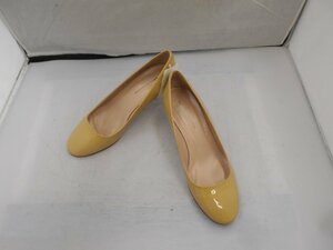 [FABIO RUSCONI] fabio rusko-ni lady's pumps beige yellow enamel 36( approximately 23cm corresponding ) heel 6cm SY02-CUH