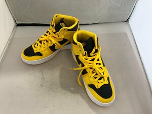 【NIKE　DUNK】ナイキ　ダンク　ハイカット　レディススニーカー　イエロー×ブラック　レザー　25.5cm　SY02-FD8