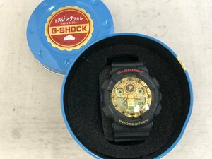 【CASIO　G-SHOCK】カシオジーショック　招き猫缶　5081　GA-100TMN　クォーツ　ゴールド×ブラック　腕時計　SY02-FFX