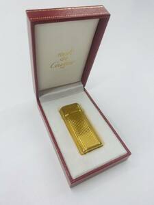 【中古】Cartier　カルティエ　ガスライター　ゴールド　箱あり　ヴィンテージ　着火未確認