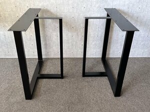 【送料別途】 家具DIY シンプル T型アイアン脚 プレート付き（2本1組）