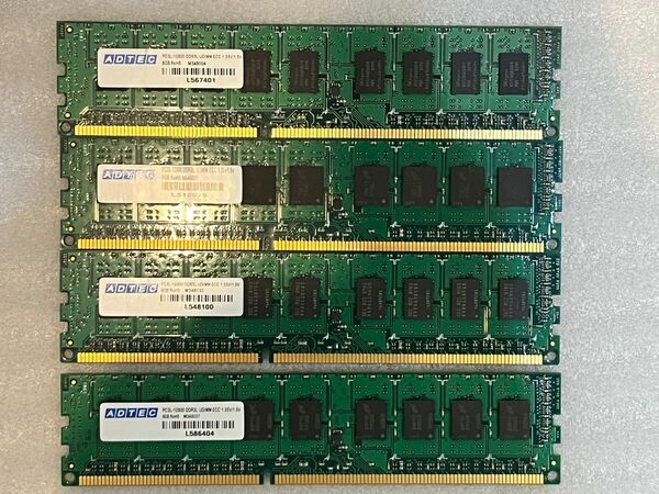 ADTEC DDR3L 1600 PC3L-12800E 32GB （8G x4）動作確認済み PC3 デスクトップ用 ECC