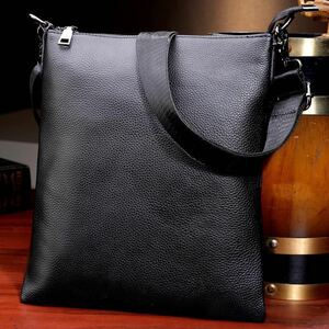  cow leather original leather Italian leather shoulder bag tote bag body bag diagonal .. high capacity black 