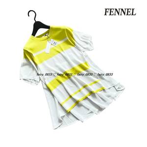 【送料無料】定価12000円 新品■スコットクラブ FENNEL■ ②涼感ストライプ...♪フィッシュテール☆異素材ドッキングプルオーバー