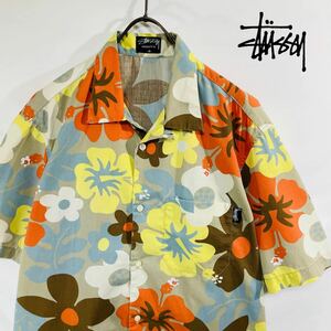  Stussy гавайская рубашка рубашка с коротким рукавом . воротник рубашка многоцветный M прекрасный товар STUSSY открытый цвет рубашка общий рисунок 