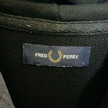 FRED PERRY フレッドペリー プルオーバー パーカー 刺繍ロゴ バックプリント XL 美品 黒 デカロゴ ストリート ビッグシルエット スウェット_画像8