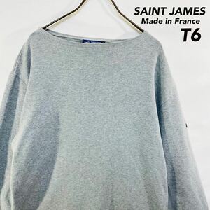 SAINT JAMES St. James bus k shirt T6 France made gray Wesson plain cut and sewn long sleeve shirt XL corresponding one Point Logo 