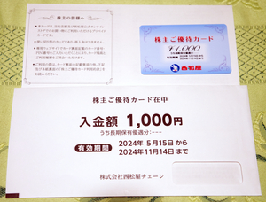 西松屋チェーン 株主優待カード 1000円分